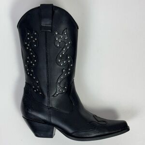 NWOTSydney Women's Western Boots Mid-Calf Snip Toe Studded Cowboy/girl Blk Boots
